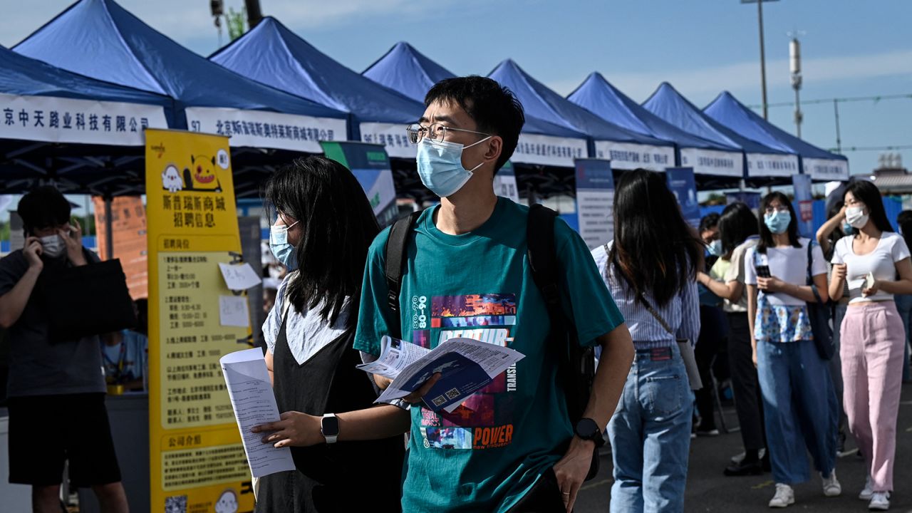 People attending a job fair in Beijing on August 26, 2022.